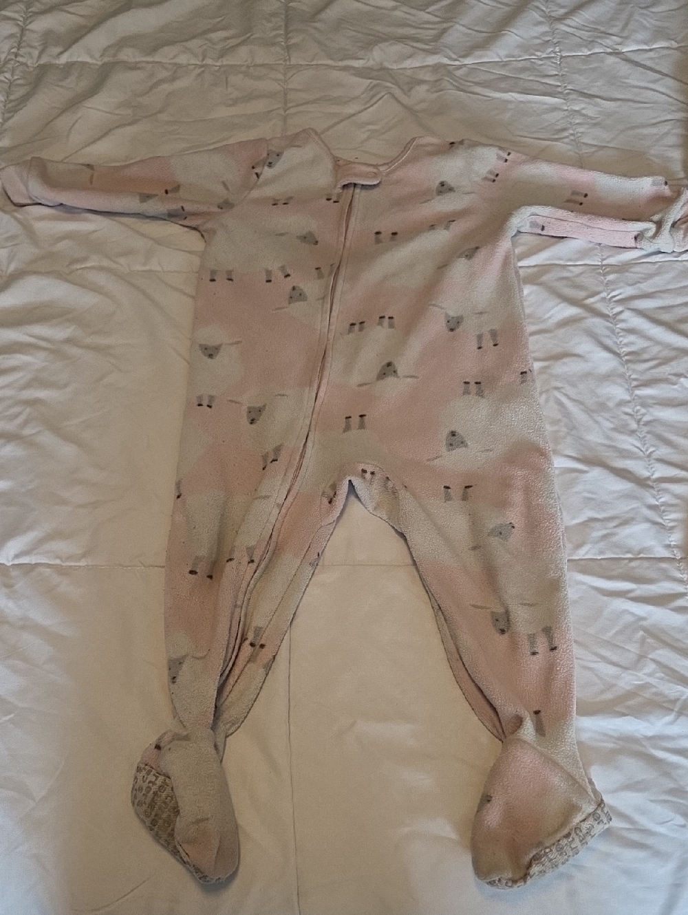 Carter's Pink Sheep Print Fleece Footed One-Piece